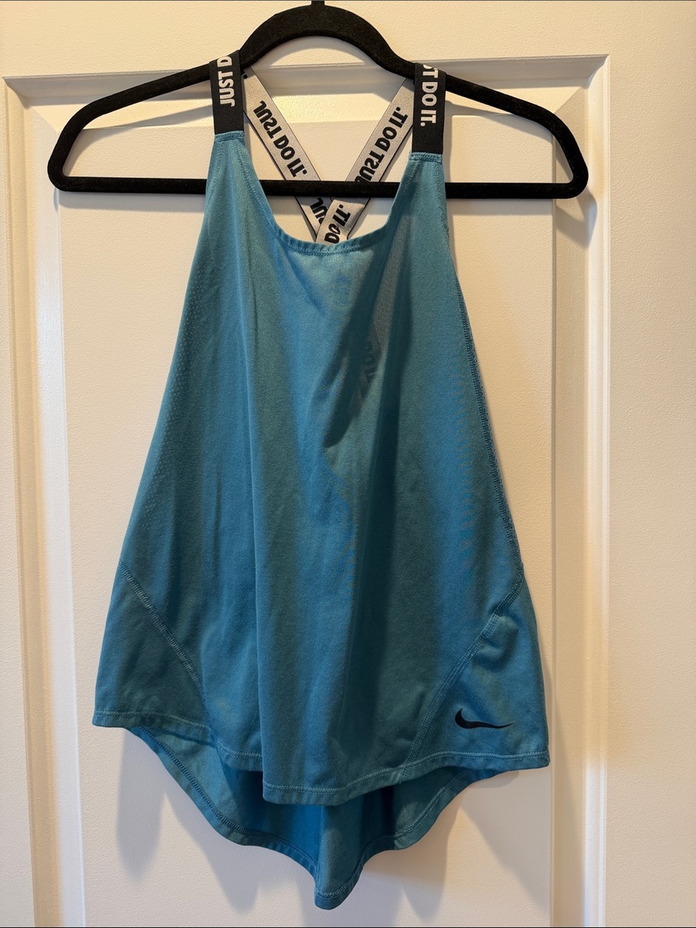 Nike Teal Blue Workout Tank with 'Just Do It' Straps